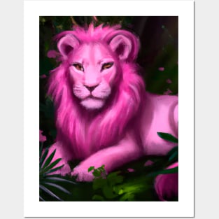 Pink Lion Posters and Art